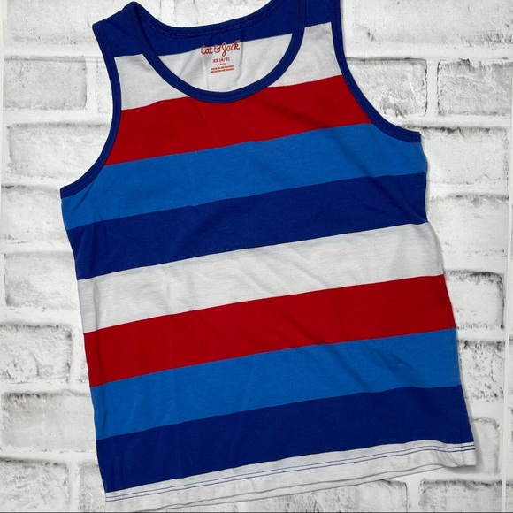 Cat & Jack red white blue striped tank top XS 4/5